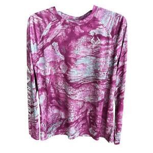 OCEAN +COAST realtree Cherry red pink marbled dri fit surf beach top NWOT sz L
